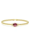 Lagos Rhodolite Garnet & Diamond Caviar Cuff Bracelet In Gold