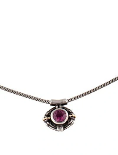 Pre-owned Lagos Rhodolite Pendant Necklace, 16" In Multicolor