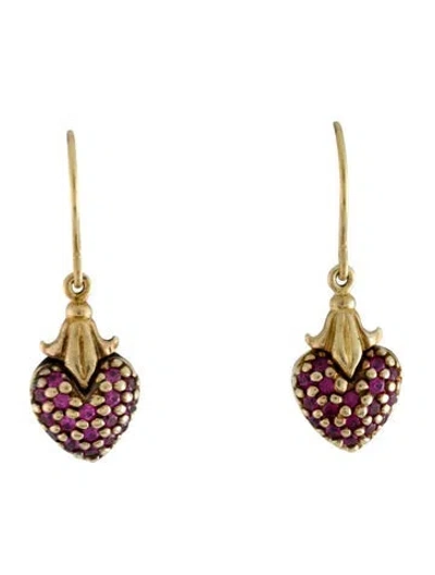 Pre-owned Lagos Ruby Arcadian Heart Drop Earrings In Multicolor