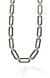 Lagos Signature Caviar Ceramic Link Necklace In Gold