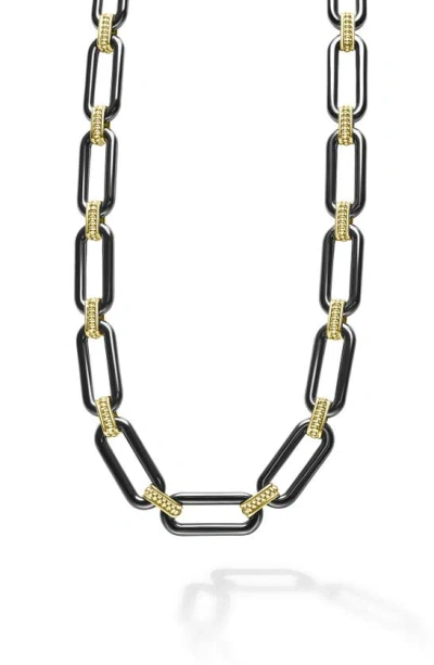 LAGOS LAGOS SIGNATURE BLACK CAVIAR CHAIN NECKLACE