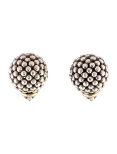 Pre-owned Lagos Signature Caviar Ball Earclips In Multi