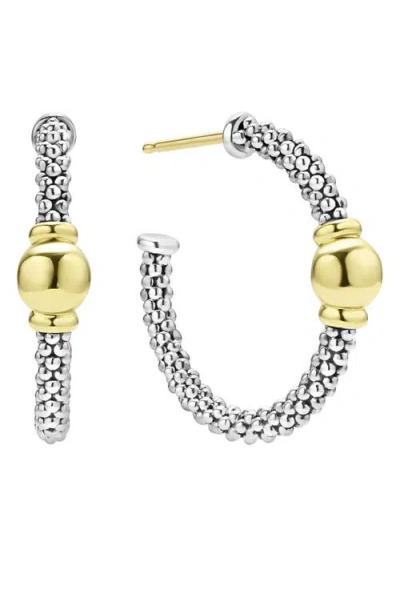 Lagos Signature Caviar Bead Station Hoop Earrings In Two-tone