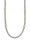 Lagos Signature Caviar Bead Station Necklace In Two-tone