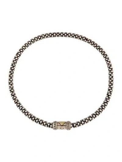 Pre-owned Lagos Signature Caviar Beaded Chain Necklace, 17" In Multicolor