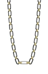 Lagos Signature Caviar Black Ceramic Link & Diamond Necklace In Black
