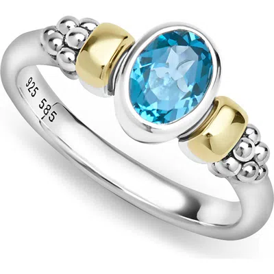 Lagos Signature Caviar Blue Topaz Ring In Multi