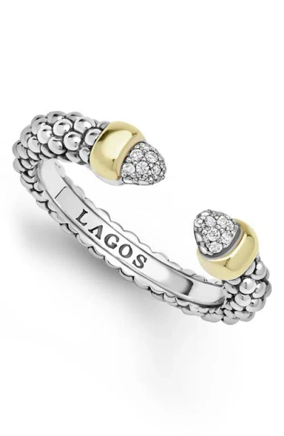 Lagos Signature Caviar Diamond Band Ring In Two-tone