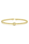 Lagos 18k Yellow Gold Caviar Gold Diamond Rondelle Bead Flex Bangle Bracelet In Gold