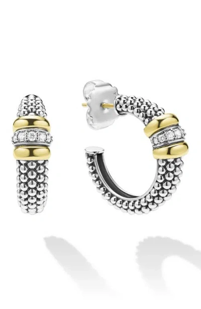 Lagos Signature Caviar Diamond Hoop Earrings In Metallic