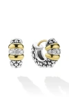 Lagos Signature Caviar Diamond Huggie Hoop Earrings In Metallic