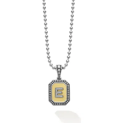 Lagos Signature Caviar Diamond Initial Pendant Necklace In Metallic