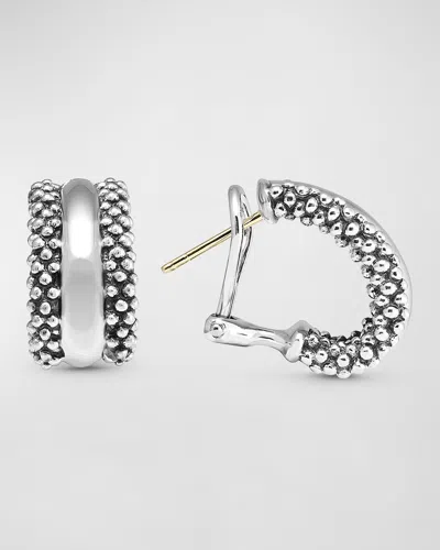 Lagos Signature Caviar Huggie Earrings In Metallic