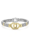 Lagos Signature Caviar Interlock Circle Bracelet In Silver