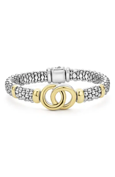 Lagos Signature Caviar Interlock Circle Bracelet In Silver