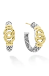 Lagos Signature Caviar Interlocking Circle Hoop Earrings In Two-tone