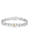 Lagos Signature Caviar Interlocking Diamond Link Bracelet In Two-tone
