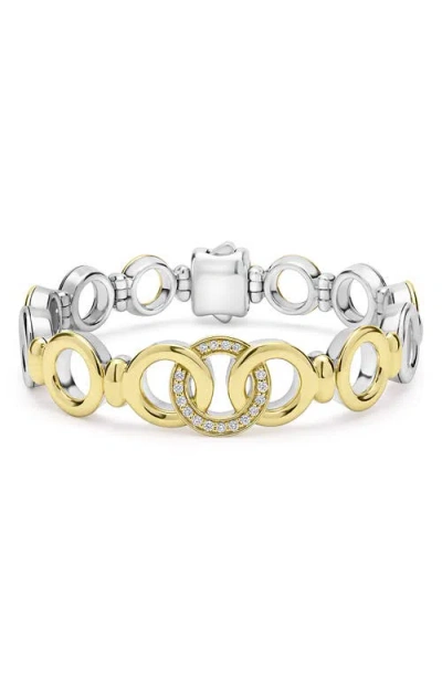 LAGOS LAGOS SIGNATURE CAVIAR INTERLOCKING DIAMOND LINK BRACELET