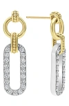 Lagos 18k Yellow Gold & Sterling Silver Signature Caviar Diamond Link Drop Earrings In Two-tone