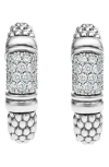 Lagos Sterling Silver Signature Caviar Diamond Bead Small Hoop Earrings In Silver