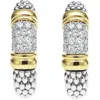 Lagos 18k Yellow Gold & Sterling Silver Signature Caviar Diamond Bead Small Hoop Earrings In Two-tone
