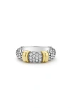 Lagos Signature Caviar Pavé Diamond Ring, 6mm In Two-tone