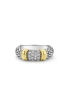 Lagos Signature Caviar Pavé Diamond Ring, 6mm In Two-tone