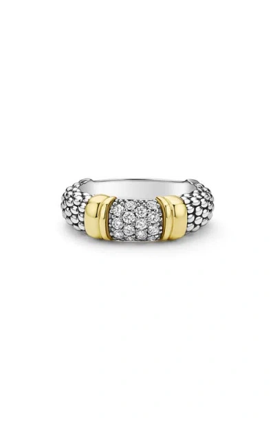 LAGOS LAGOS SIGNATURE CAVIAR PAVÉ DIAMOND RING, 6MM