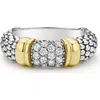 Lagos Signature Caviar Pavé Diamond Ring, 9mm In Two-tone