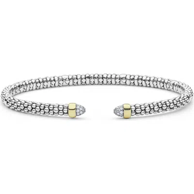 Lagos Signature Caviar Sterling Silver & 14k Gold Diamond Cuff
