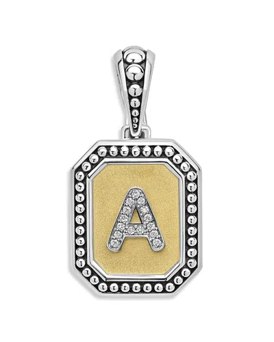LAGOS SIGNATURE CAVIAR STERLING SILVER & 18K YELLOW GOLD OCTAGON DIAMOND A INITIAL CHARM, 0.05 TCW