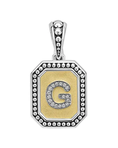 LAGOS SIGNATURE CAVIAR STERLING SILVER & 18K YELLOW GOLD OCTAGON DIAMOND A INITIAL CHARM, 0.05 CT. T. W.