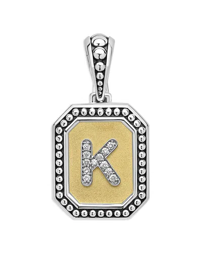 LAGOS SIGNATURE CAVIAR STERLING SILVER & 18K YELLOW GOLD OCTAGON DIAMOND A INITIAL CHARM, 0.05 CT. T. W.