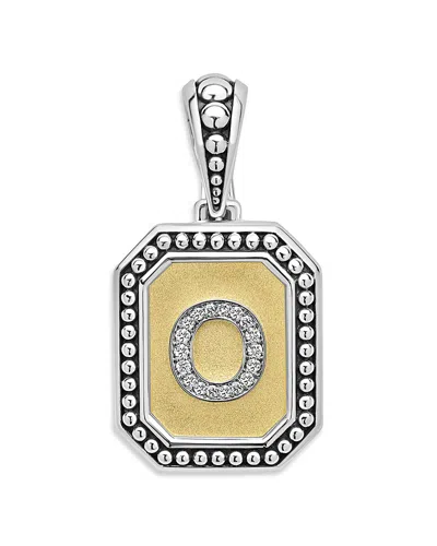 LAGOS SIGNATURE CAVIAR STERLING SILVER & 18K YELLOW GOLD OCTAGON DIAMOND A INITIAL CHARM, 0.05 CT. T. W.