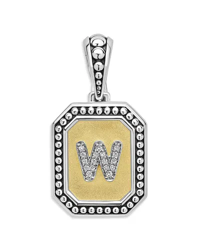 LAGOS SIGNATURE CAVIAR STERLING SILVER & 18K YELLOW GOLD OCTAGON DIAMOND A INITIAL CHARM, 0.05 CT. T. W.