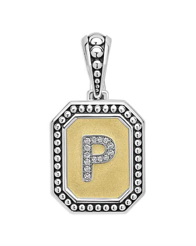 LAGOS SIGNATURE CAVIAR STERLING SILVER & 18K YELLOW GOLD OCTAGON DIAMOND A INITIAL CHARM, 0.05 CT. T. W.