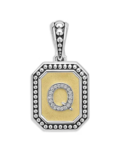 LAGOS SIGNATURE CAVIAR STERLING SILVER & 18K YELLOW GOLD OCTAGON DIAMOND A INITIAL CHARM, 0.05 TCW