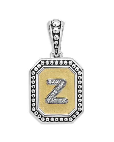LAGOS SIGNATURE CAVIAR STERLING SILVER & 18K YELLOW GOLD OCTAGON DIAMOND A INITIAL CHARM, 0.05 TCW