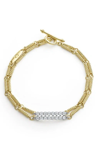 Lagos 18k Signature Caviar Diamond Superfine 2 Row Link Toggle Bracelet In Gold/ Diamond