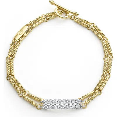 Lagos Signature Caviar Superfine Diamond Toggle Bracelet In Gold/diamond