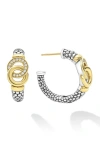 Lagos Signature Caviar Two-tone Interlocking Diamond Hoop Earrings In Two-tone