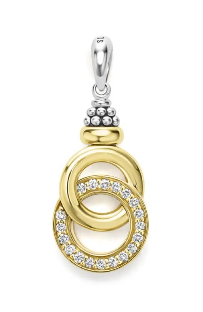 Lagos Signature Caviar Two-tone Interlocking Diamond Pendant
