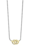 Lagos Signature Caviar Two-tone Interlocking Diamond Pendant Necklace In Two-tone
