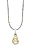 Lagos Signature Caviar Two-tone Interlocking Diamond Pendant Necklace In Two-tone