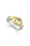 Lagos Signature Caviar Two-tone Interlocking Diamond Ring In Two-tone