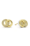 Lagos 18k Yellow Gold & Sterling Silver Signature Caviar Diamond Interlocking Stud Earrings In Two-tone