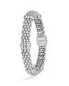 Lagos Signature Sterling Silver Fluted Station Caviar Bracelet In Silver