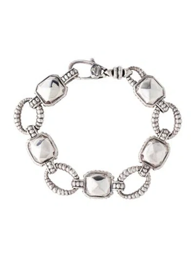Pre-owned Lagos Silver Rock Link Bracelet, 6.75" In Multi