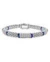 Lagos Six Station Diamond Blue Caviar Bracelet In Sterling Silver In Blue/silver