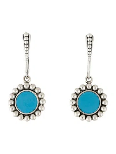 Pre-owned Lagos Small Ceramic Circle Drop Earrings In Blue
